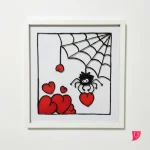 تابلو ویترای نقاشی روی شیشه طرح عنکبوت عاشق