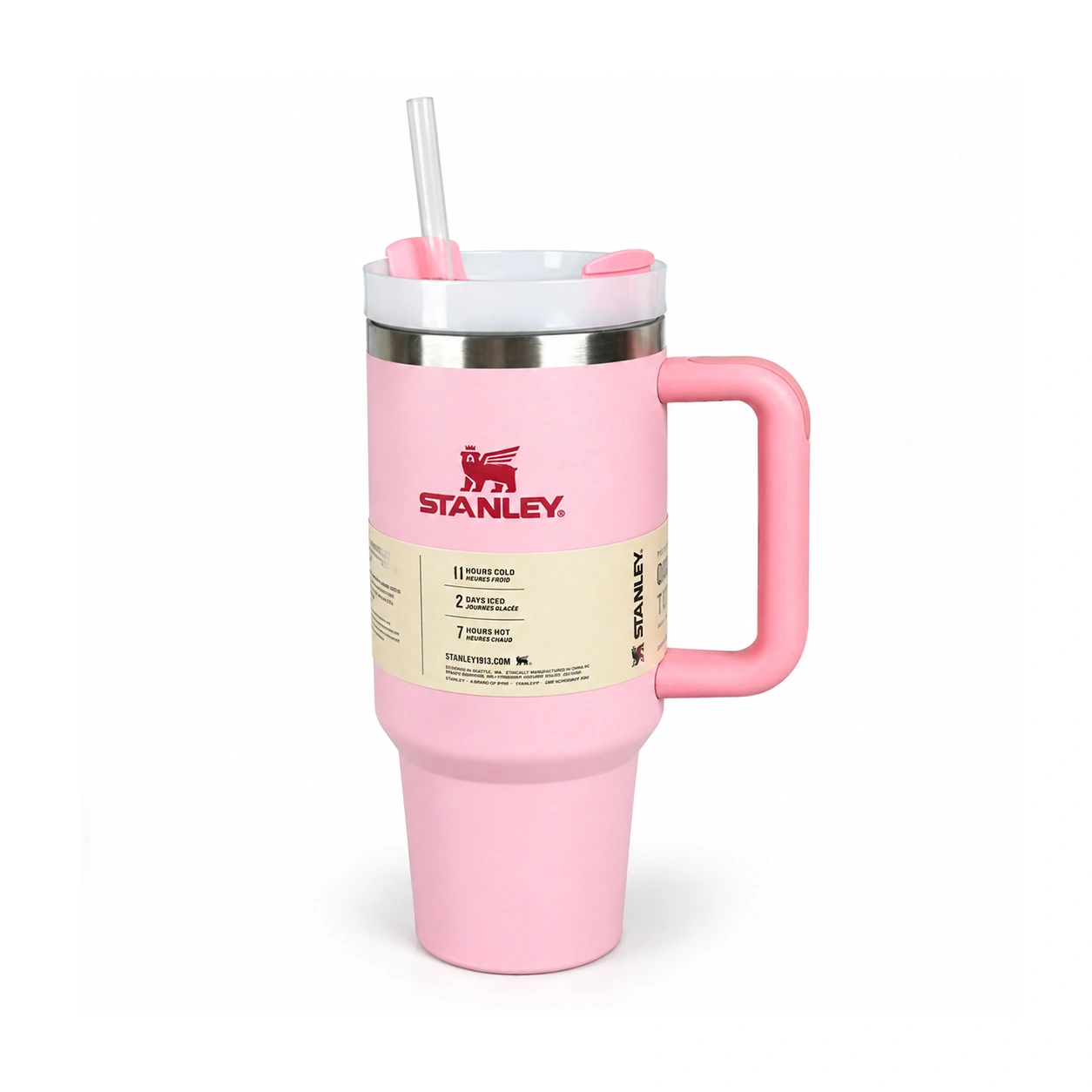 ماگ استنلی دسته دار مدل Quencher Tumbler دوجداره نی دار
